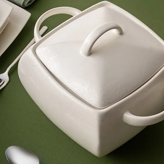 Emsan Fine Bone Meyra 61 Parça 12 Kişilik Kare Yemek Takımı