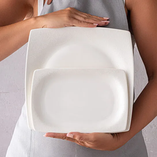 Emsan Fine Bone Meyra 61 Parça 12 Kişilik Kare Yemek Takımı