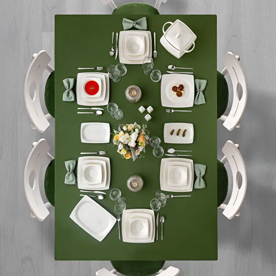 Emsan Fine Bone Meyra 61 Parça 12 Kişilik Kare Yemek Takımı