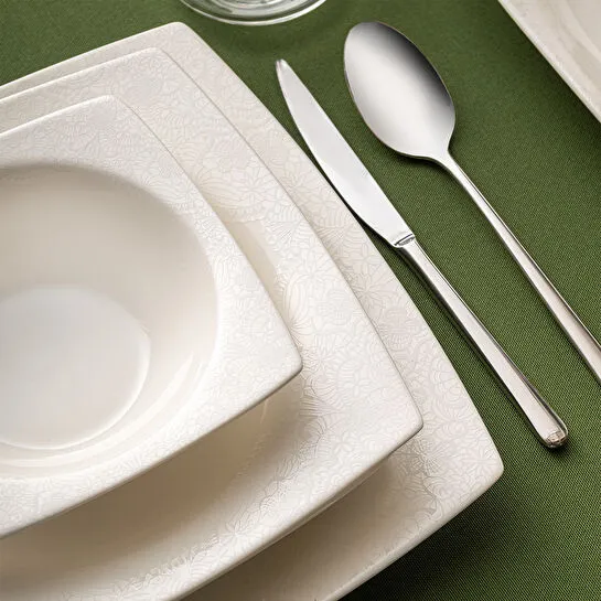 Emsan Fine Bone Meyra 61 Parça 12 Kişilik Kare Yemek Takımı