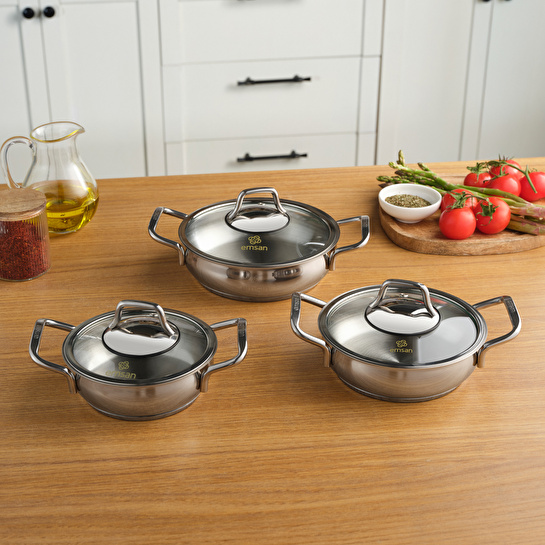 Emsan Cemre İndüksiyon Tabanlı 6 Parça Çelik Sahan Seti