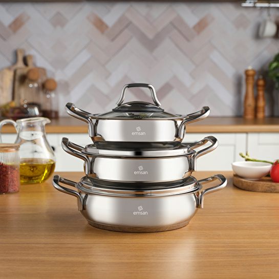 Emsan Cemre İndüksiyon Tabanlı 6 Parça Çelik Sahan Seti
