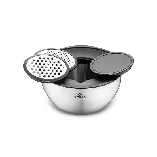 Emsan Demre 3 in 1 Siyah Çok Amaçlı Karıştırma ve Saklama Kabı