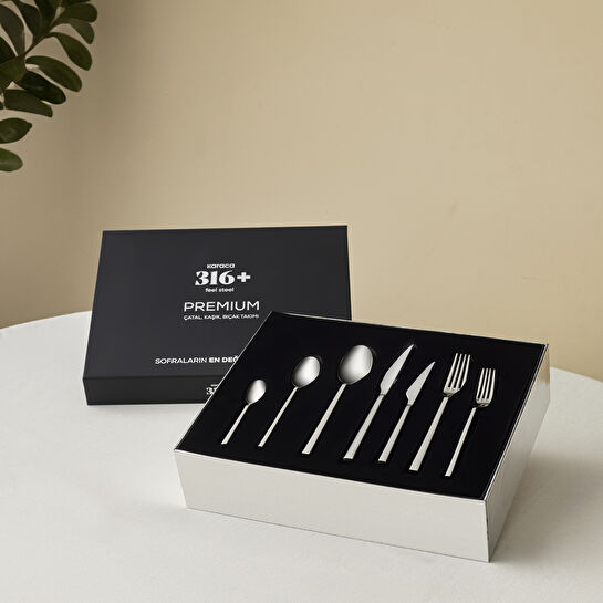 Karaca 316 Premium Halley Platin 12 Kişilik 84 Parça Çatal Kaşık Bıçak Takımı 