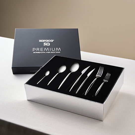 Karaca Premium Sail Platin 12 Kişilik 84 Parça Çatal Kaşık Bıçak Takımı