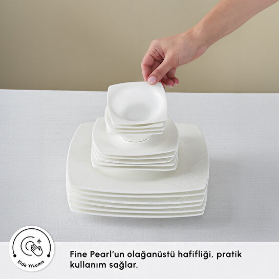 Karaca Fine Pearl Melita 26 Parça 6 Kişilik Kare Kahvaltı/Servis Takımı