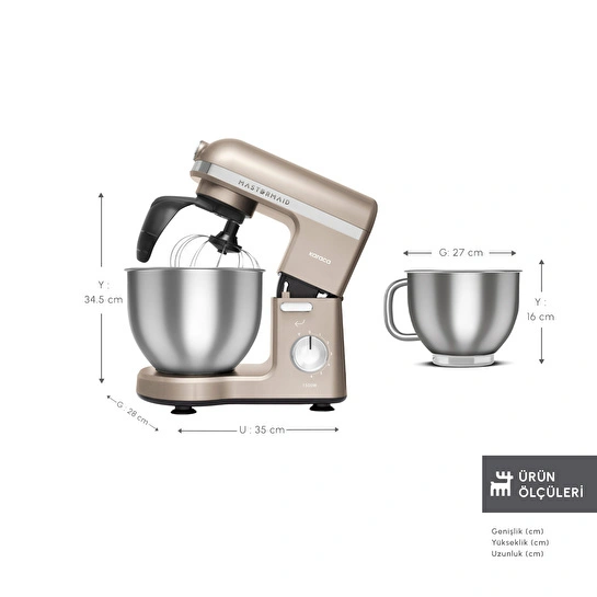 Karaca Mastermaid Chef Pro Çift Kollu Hamur Yoğurma Makinesi Iconic Beige 1500W 5L