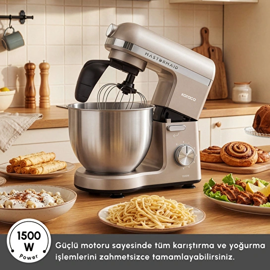 Karaca Mastermaid Chef Pro Çift Kollu Hamur Yoğurma Makinesi Iconic Beige 1500W 5L