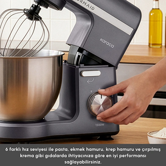 Karaca Mastermaid Chef Pro Çift Kollu Hamur Yoğurma Makinesi Space Gray 1500 W 5L