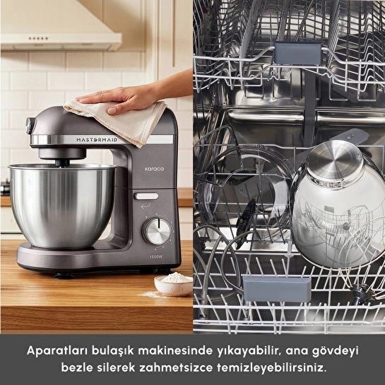 Karaca Mastermaid Chef Pro Çift Kollu Hamur Yoğurma Makinesi Space Gray 1500 W 5L
