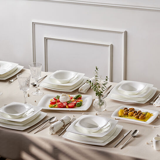 Karaca Fine Pearl Helen 58 Parça 12 Kişilik Kare Yemek Takımı