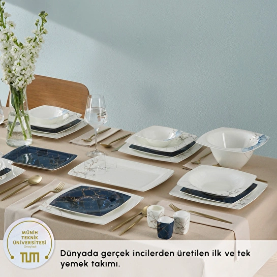 Karaca Fine Pearl Midnight 58 Parça 12 Kişilik Yemek Takımı Gold