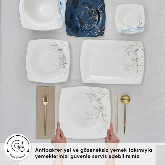 Karaca Fine Pearl Midnight 58 Parça 12 Kişilik Yemek Takımı Gold