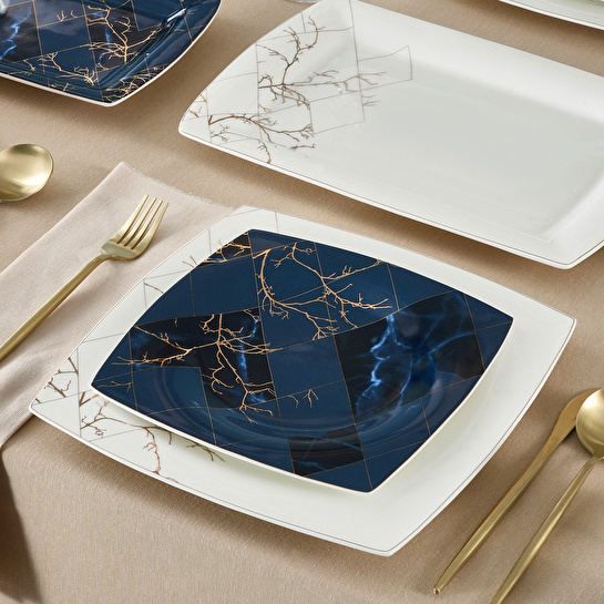 Karaca Fine Pearl Midnight 58 Parça 12 Kişilik Yemek Takımı Gold