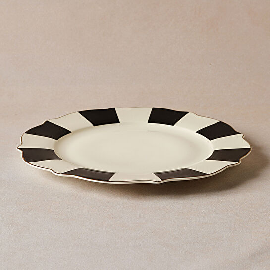 Karaca New Romantic Kalın Çizgili Servis Tabağı 27 cm Siyah