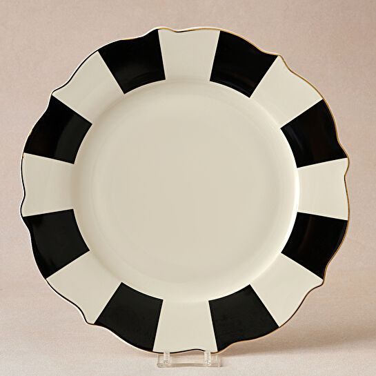Karaca New Romantic Kalın Çizgili Servis Tabağı 27 cm Siyah