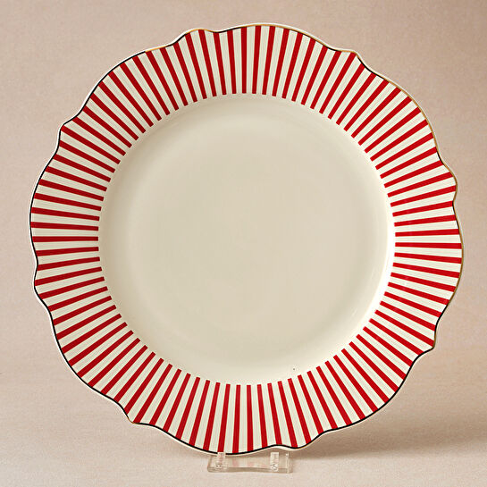 Karaca New Romantic İnce Çizgili Servis Tabağı 27 cm Kırmızı 