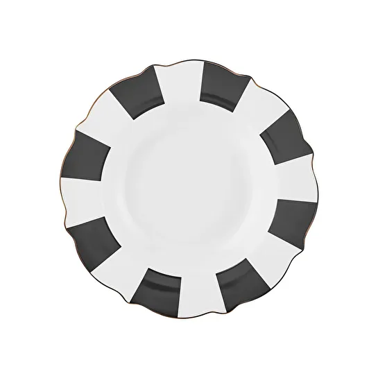 Karaca New Romantic Kalın Çizgili Çukur Tabak 24 cm Siyah