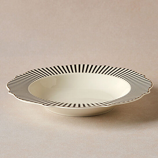 Karaca New Romantic İnce Çizgili Çukur Tabak 24 cm Siyah