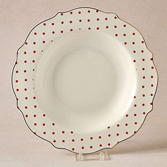 Karaca New Romantic Puantiyeli Çukur Tabak 24 cm Kırmızı