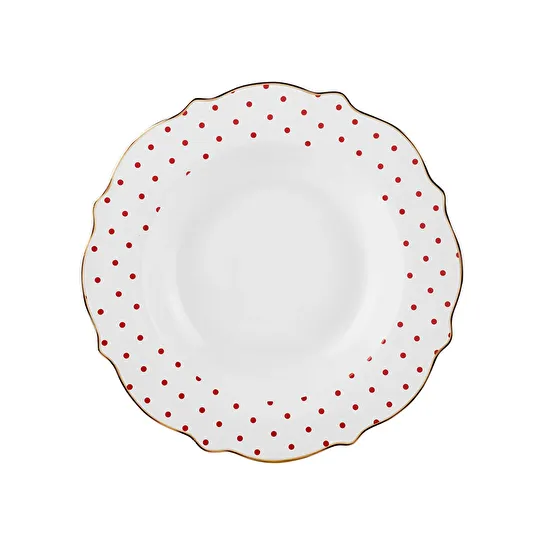 Karaca New Romantic Puantiyeli Çukur Tabak 24 cm Kırmızı