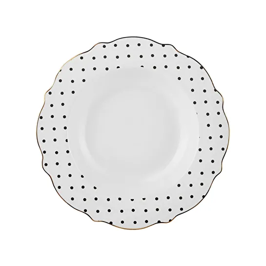 Karaca New Romantic Puantiyeli Çukur Tabak 24 cm Siyah 