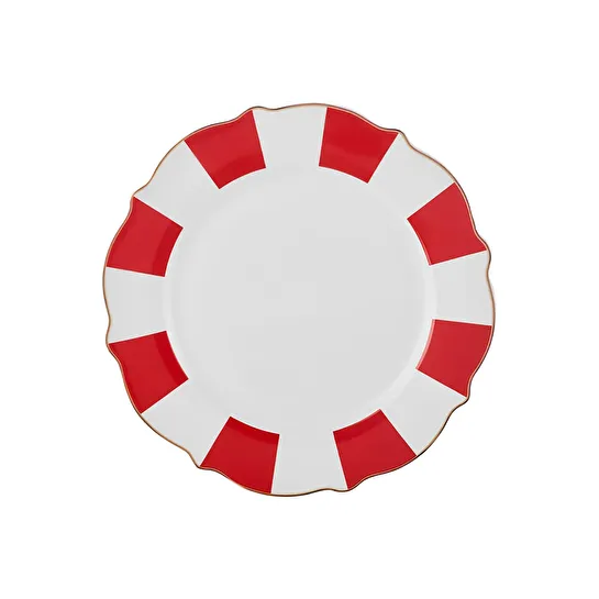 Karaca New Romantic Kalın Çizgili Pasta Tabağı 21 cm Kırmızı 