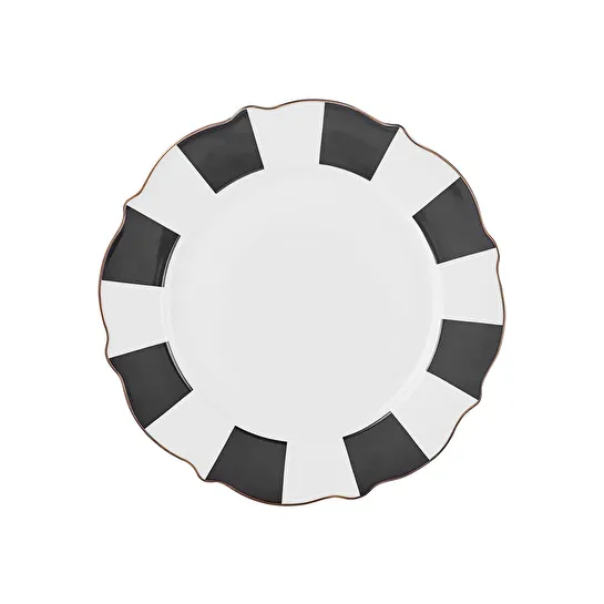 Karaca New Romantic Kalın Çizgili Pasta Tabağı 21 cm Siyah