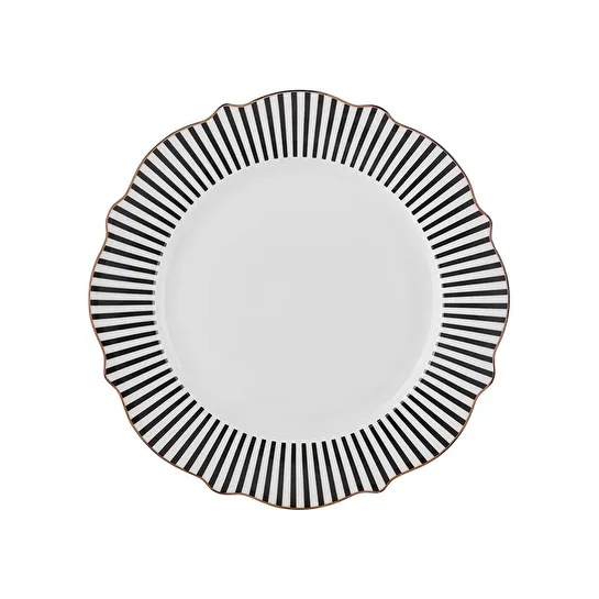 Karaca New Romantic İnce Çizgili Pasta Tabağı 21 cm Siyah