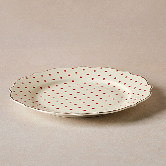 Karaca New Romantic Puantiyeli Pasta Tabağı 21 cm Kırmızı