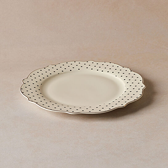 Karaca New Romantic Puantiyeli Pasta Tabağı 21 cm Siyah 