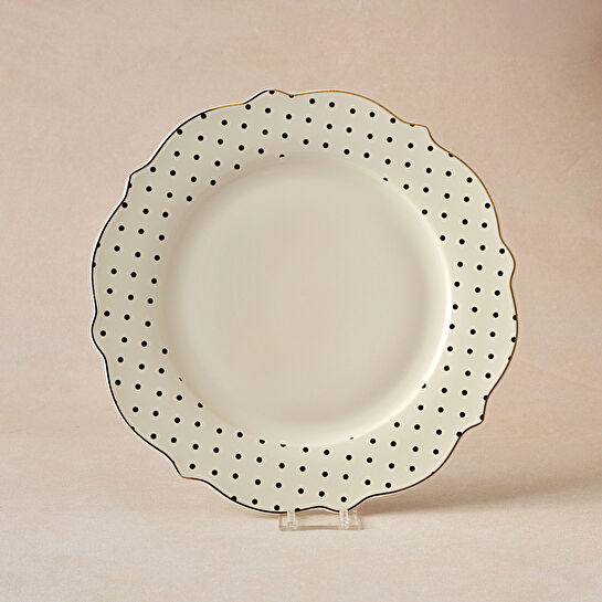 Karaca New Romantic Puantiyeli Pasta Tabağı 21 cm Siyah 