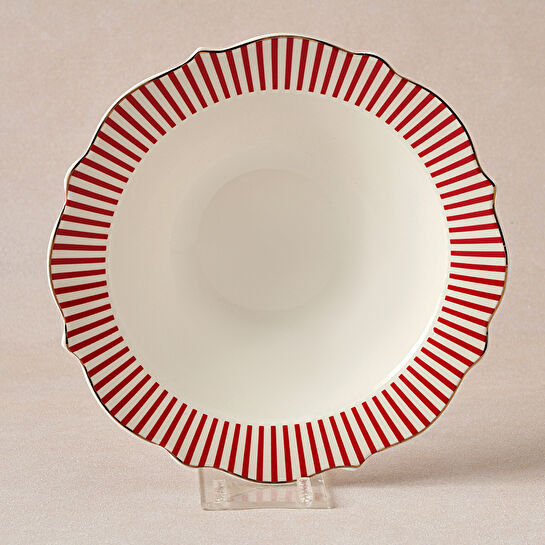 Karaca New Romantic İnce Çizgili Kase 17 cm Kırmızı