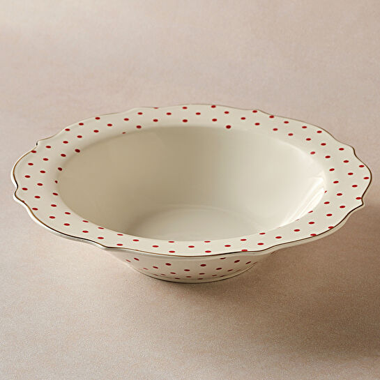 Karaca New Romantic Puantiyeli Bol Kase 25 cm Kırmızı