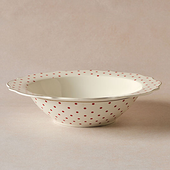 Karaca New Romantic Puantiyeli Bol Kase 25 cm Kırmızı