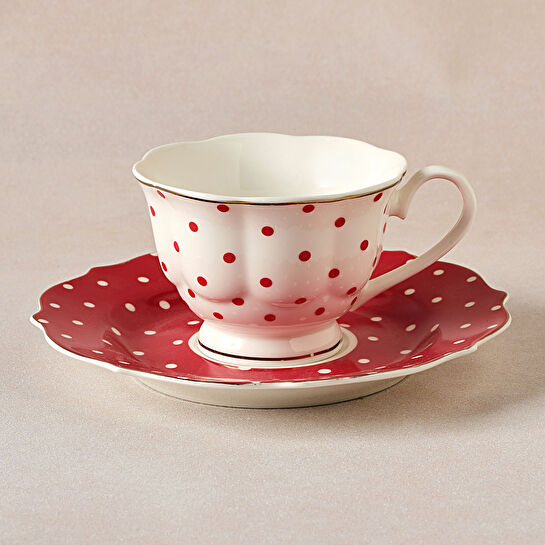 Karaca New Romantic Puantiyeli Çay Fincanı 220 ml Kırmızı