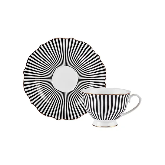 Karaca New Romantic İnce Çizgili Çay Fincanı 220 ml Siyah