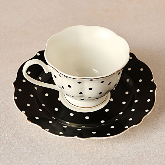 Karaca New Romantic Puantiyeli Çay Fincanı 220 ml Siyah