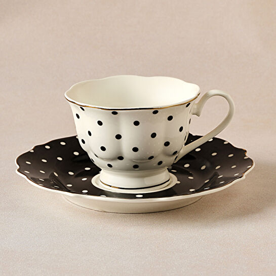 Karaca New Romantic Puantiyeli Çay Fincanı 220 ml Siyah