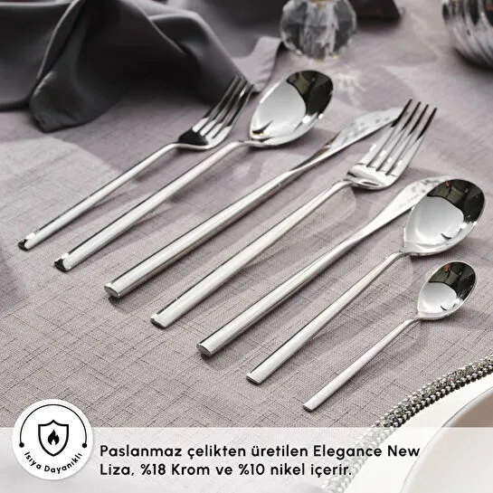Karaca Elegance New Liza Platin 12 Kişilik 84 Parça Çatal Kaşık Bıçak Takımı