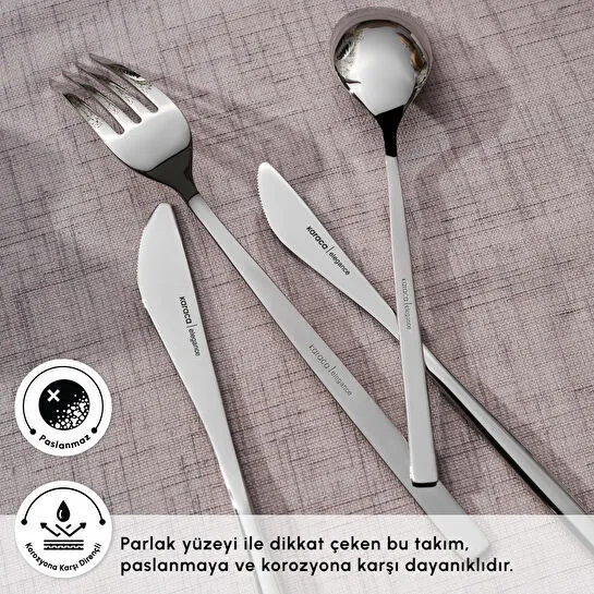 Karaca Elegance New Liza Platin 12 Kişilik 84 Parça Çatal Kaşık Bıçak Takımı