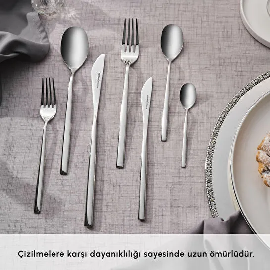 Karaca Elegance New Liza Platin 12 Kişilik 84 Parça Çatal Kaşık Bıçak Takımı