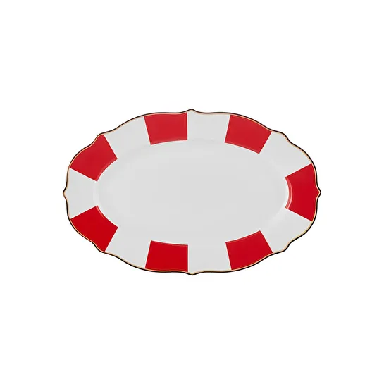 Karaca New Romantic Kalın Çizgili Kayık Tabak 20 cm Kırmızı