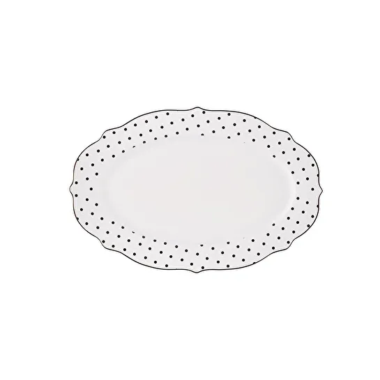 Karaca New Romantic Puantiyeli Kayık Tabak 30 cm Siyah 