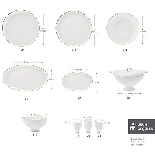 Karaca Red Carpet Collection Fine Pearl Extra Wilderness 62 Parça 12 Kişilik Yemek Takımı Gold