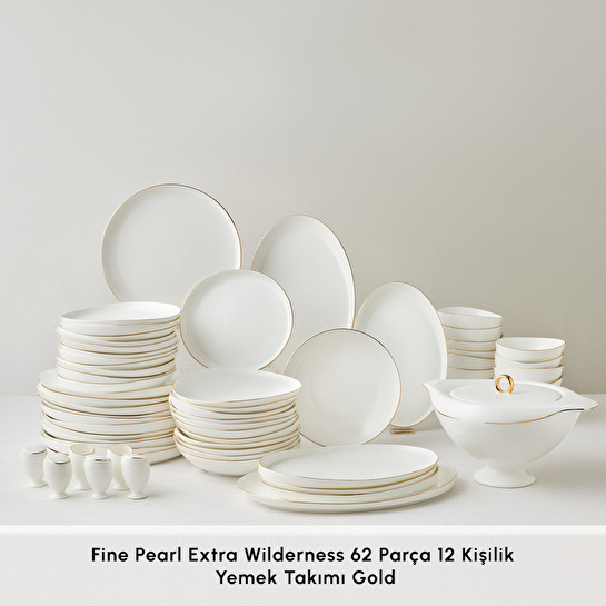 Karaca Red Carpet Collection Fine Pearl Extra Wilderness 62 Parça 12 Kişilik Yemek Takımı Gold