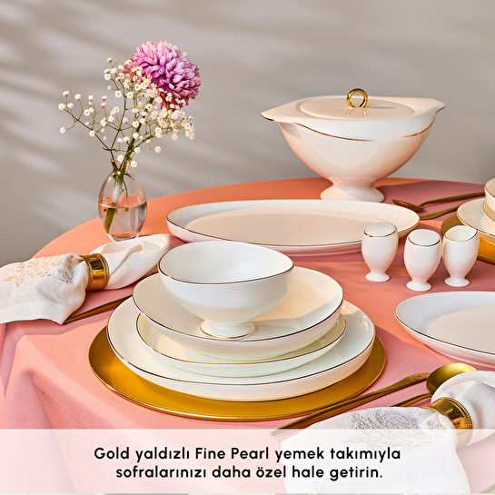 Karaca Red Carpet Collection Fine Pearl Extra Wilderness 55 Parça 12 Kişilik Yemek Takımı Gold