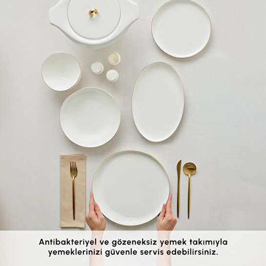 Karaca Red Carpet Collection Fine Pearl Extra Wilderness 55 Parça 12 Kişilik Yemek Takımı Gold