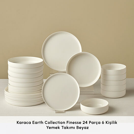 Karaca Earth Collection Finesse 24 Parça 6 Kişilik Yemek Takımı Beyaz