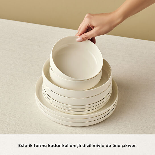 Karaca Earth Collection Finesse 24 Parça 6 Kişilik Yemek Takımı Beyaz